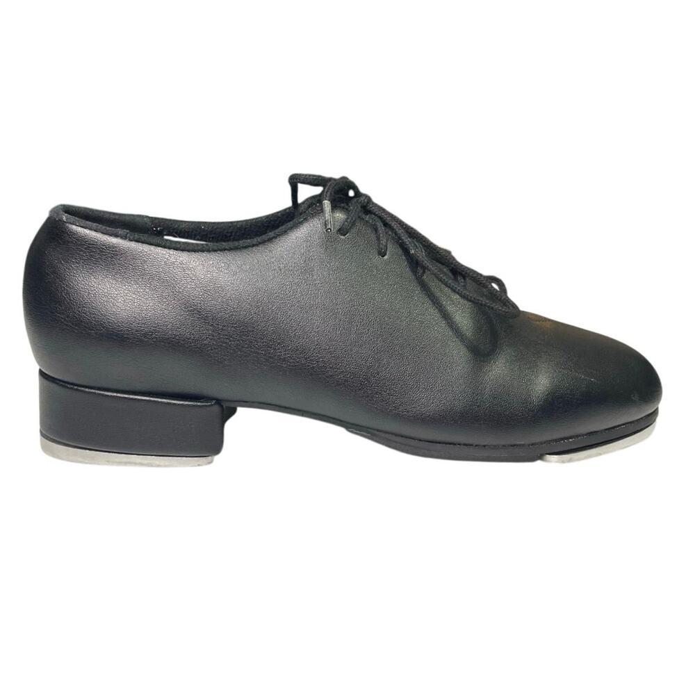 VGUC - Leo Girls Black Lace Up Jazz - Tap Shoes